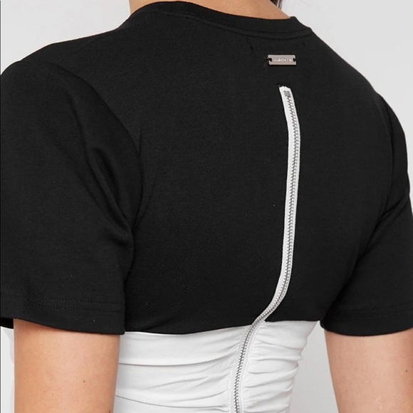 RUCHED BANDEAU T SHIRT - WHITE/BLACK - Picture 3 of 3